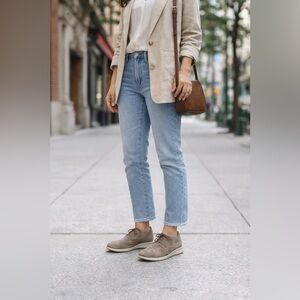 Samuel Hubbard Freedom Stroll Buff Nubuck Taupe Suede Oxford Shoes Size 8